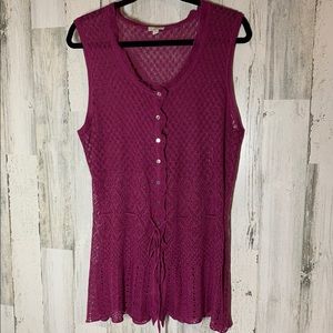 J. Jill Delicate Crotchet Lace Vest Magenta